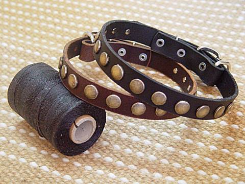 dog collar, handcrafted. Leather Dog Collar For Medium Breeds With Circles