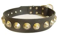 Handcrafted Leather Dog Collar For Large and Medium Breeds With Brass Pyramids