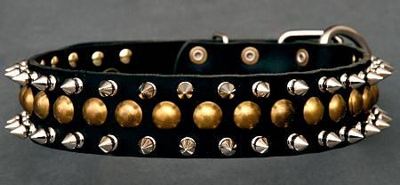 Tisha looks great in our 3 Rows Leather Spiked and Studded Dog Collar 