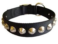 Handcrafted Nylon Dog Collar For Large and Medium Breeds With Nickle Pyramids 