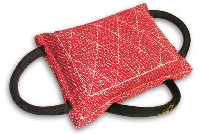 Dog bite pad made of French linen with 3 handles