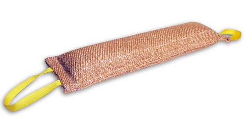 Dog bite tag ( dog bite tug ) made of jute with two handles