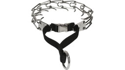 This pinch collar is very easy and fast to put on and off the dog using quick release buckle future
