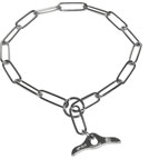 FUR SAVER DOG COLLAR MADE OF CHROME PLATED STAINLESS STEEL WITH TOGGLE