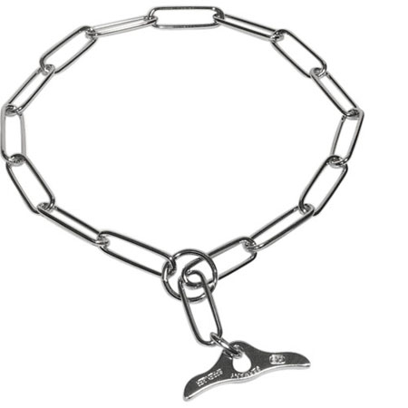 FUR SAVER DOG COLLAR MADE OF CHROME PLATED STAINLESS STEEL WITH TOGGLE