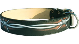 Hand painted by our artists leather dog collar - Barbed-Wire - product code c77