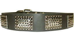 Handcrafted Leather Dog Collar For Large and Medium Breeds With Vintage Massive Plates