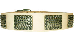 Handcrafted Leather Dog Collar For Large and Medium Breeds With Vintage Massive Plates