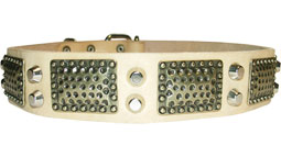 Handcrafted Leather Dog Collar For Large and Medium Breeds With Vintage Massive Plates