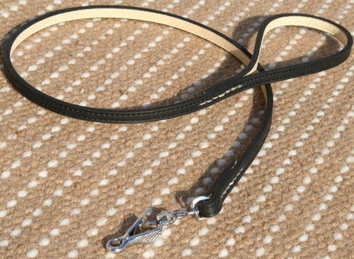 Handcrafted leather dog leash width 1/2 inch with solid brass snap hook hand stitched
