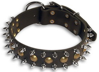 20%Discount - 3 Rows Leather Spiked and Studded Dog Collar -S55