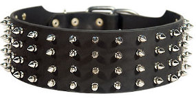 3 INCH LEATHER SPIKED COLLAR