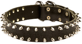 Leather Spiked Dog Collar - s33
