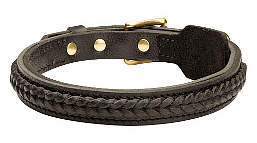 Braided leather dog collar 1 inch wide - C47