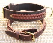 Extra Wide Leather Dog Collar with Decorative Braid for Walking/Training Extra Wide Leather Dog Collar with Decorative Braid for Walking/Training