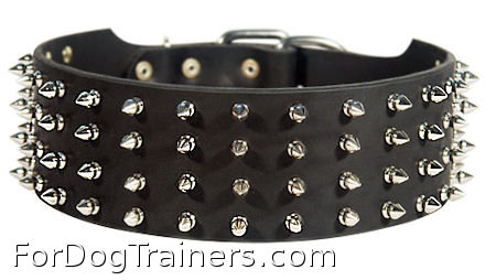 approx. 3 INCH LEATHER SPIKED COLLAR