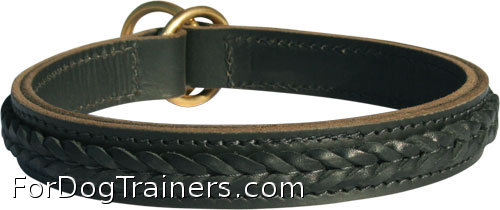 Black leather choke dog collar
