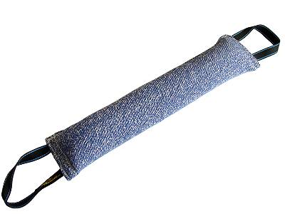 Dog bite tag ( dog bite tug ) made of french linen with two handles