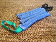 Pocket toy made of french linen with handle