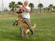 Dog bite pad made of jute with 3 handles