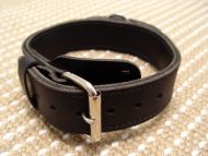 2 ply wide leather dog collar with handle for training - C33