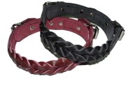 Braided leather dog collar
