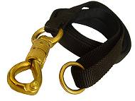 Police tracking dog leash with massive solid brass snap with smart lock