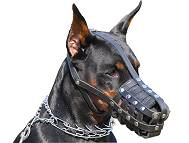 Doberman leather basket dog muzzle well ventilated