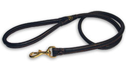 Round leather dog leash