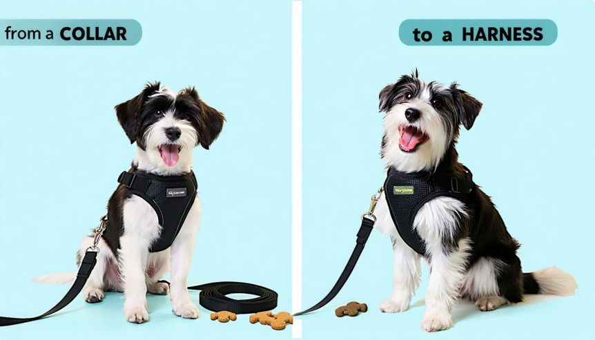 transition from collar to harness