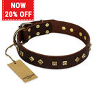 'Fashion Studs' FDT Artisan Decorated Leather Dog Collar with Old Bronze-Plated Steel Hardware 1 1/2 inch (40 mm) Wide 'Fashion Studs' FDT Artisan Decorated Leather Dog Collar with Old Bronze-Plated Steel Hardware 1 1/2 inch (40 mm) Wide