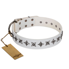 "Midnight Stars" FDT Artisan Fashionable Leather Dog Collar with Old Silver-like Plated Decorations 1 1/2 inch (40 mm) Wide "Midnight Stars" FDT Artisan Fashionable Leather Dog Collar with Old Silver-like Plated Decorations 1 1/2 inch (40 mm) Wide