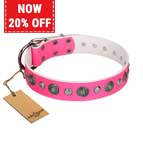 "Glamorous Shine" FDT Artisan Stylish Leather Dog Collar with Old Silver-like Plated Decorations 1 1/2 inch (40 mm) Wide "Glamorous Shine" FDT Artisan Stylish Leather Dog Collar with Old Silver-like Plated Decorations 1 1/2 inch (40 mm) Wide