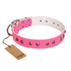 "Sheer love" Pink Leather FDT Artisan Dog Collar with Old-look Hemisphere Studs "Sheer love" Pink Leather FDT Artisan Dog Collar with Old-look Hemisphere Studs