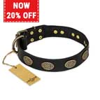 ‘Vintage Attraction’ FDT Artisan Leather Dog Collar with Old Bronze Look Plates - 1 1/2 inch (40 mm) wide ‘Vintage Attraction’ FDT Artisan Leather Dog Collar with Old Bronze Look Plates - 1 1/2 inch (40 mm) wide