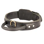 2 ply leather agitation dog collar with handle