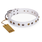 'Snowflake' FDT Artisan White Leather Dog Collar with Decorations 'Snowflake' FDT Artisan White Leather Dog Collar with Decorations