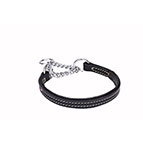 'Safe Control' Martingale Leather Dog Collar with Chrome Plated Chain 1 inch (25 mm) wide 'Safe Control' Martingale Leather Dog Collar with Chrome Plated Chain 1 inch (25 mm) wide