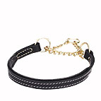 "Impossible Escape" Martingale Leather Dog Collar with Gold-Like Plated Chain 1 inch (25 mm) wide "Impossible Escape" Martingale Leather Dog Collar with Gold-Like Plated Chain 1 inch (25 mm) wide