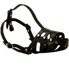 Fully Adjustable Leather  Muzzle - No Bite Dog Muzzle