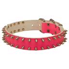 Original Pink Leather Dog Collar with Spikes for Fancy Walking Original Pink Leather Dog Collar with Spikes for Fancy Walking