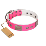 "Pink Blush" Premium Quality FDT Artisan Pink Designer Dog Collar with Plates and Studs "Pink Blush" Premium Quality FDT Artisan Pink Designer Dog Collar with Plates and Studs
