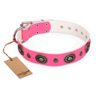 'Flavor of Strawberry' FDT Artisan Flashy Pink Leather Dog Collar 'Flavor of Strawberry' FDT Artisan Flashy Pink Leather Dog Collar