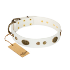 "The Snow Queen" FDT Artisan White Leather Dog Collar with Decorations "The Snow Queen" FDT Artisan White Leather Dog Collar with Decorations
