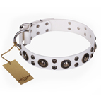 "White Jewel" FDT Artisan Extraordinary Leather Dog Collar "White Jewel" FDT Artisan Extraordinary Leather Dog Collar