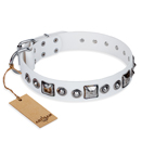 "Lustre of Fame" FDT Artisan White Studded Leather Dog Collar "Lustre of Fame" FDT Artisan White Studded Leather Dog Collar