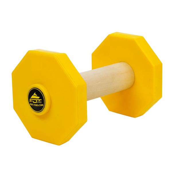 'Retrieve Easy' 1.4 lbs (650 g) Wooden Dog Training Dumbbell with Removable Plastic Yellow Weight Plates