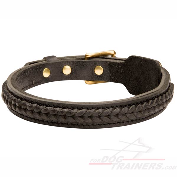 Handmade Dog Collar Braided Leather