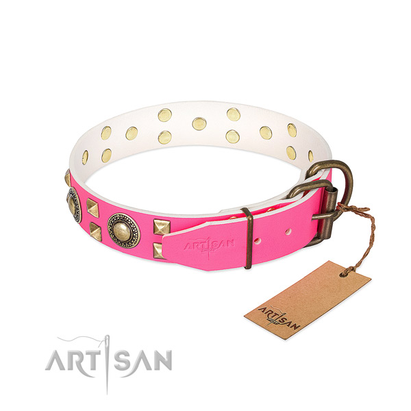 Comfortable to wear and usage leather dog collar won't cut into skin