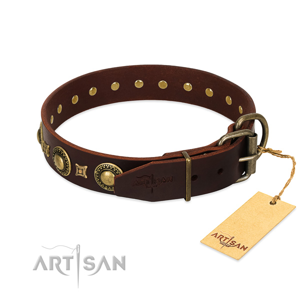 First-class Quality Leather Dog collar with Sturdy Hardware